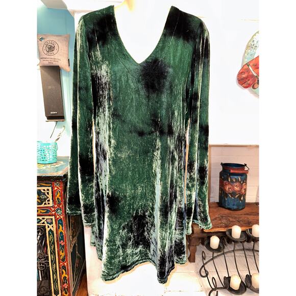 BLU MOON PLANET BLUE VELVET TIE DYE BELLSLEEVE STEVIE NICKS DRESS - Picture 4 of 9